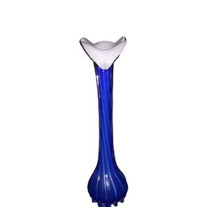 '60s VTG Murano Cobalt Blue Jack In The Pulpit Soliflore Vase Handblown Glass